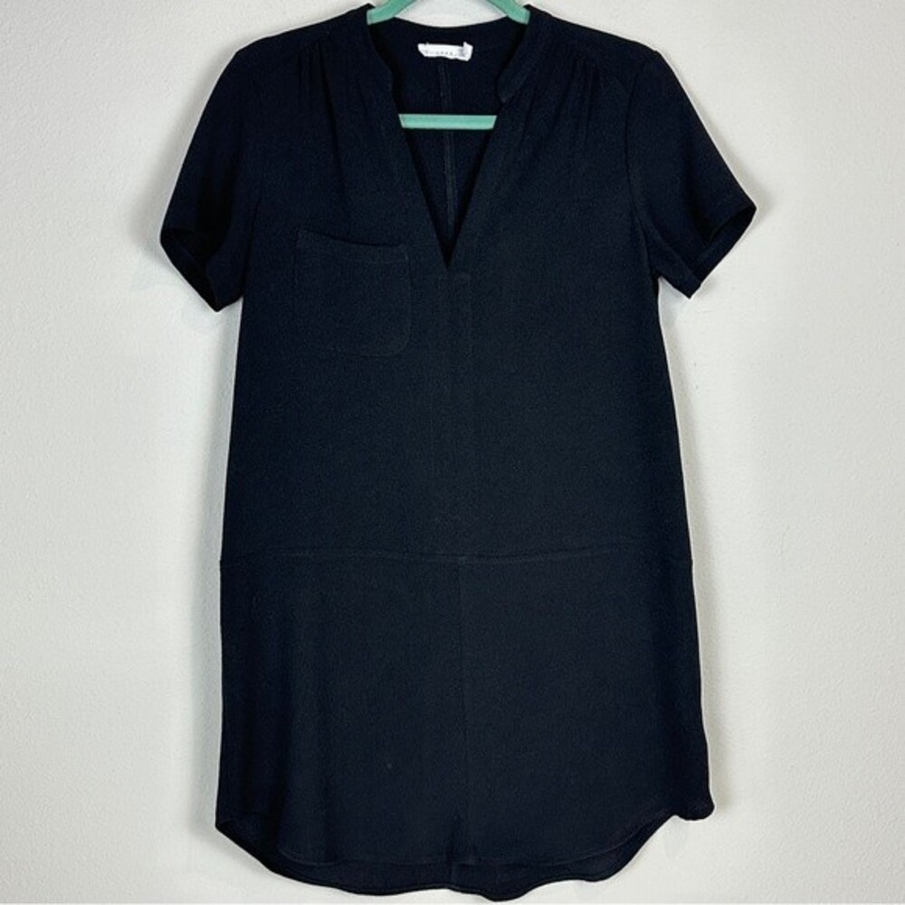 Lush Black Mini Minimalist Short Sleeve Shirt Shift Dress XS